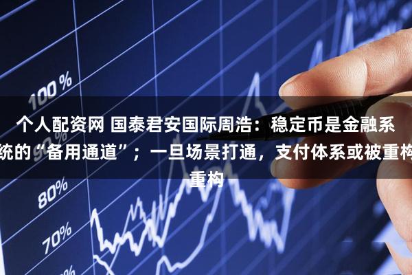 个人配资网 国泰君安国际周浩：稳定币是金融系统的“备用通道”；一旦场景打通，支付体系或被重构